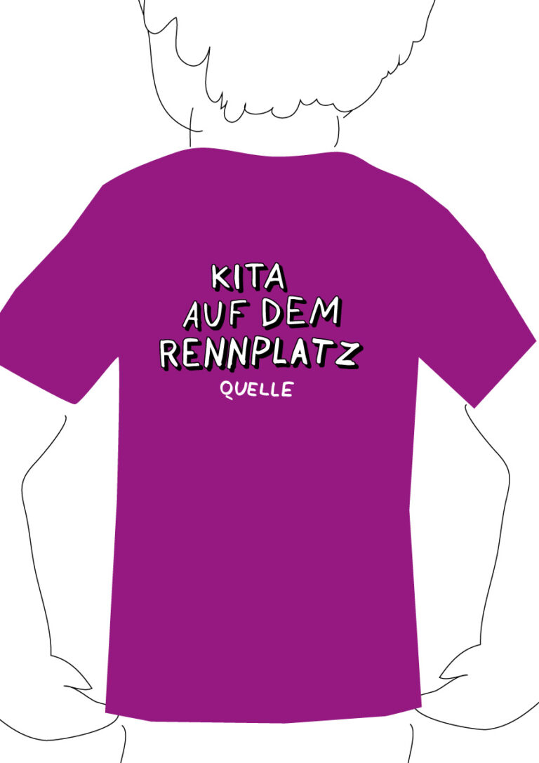 Entwurf der T-Shirt Grafik auf einem violetten Shirt, Rückenansicht