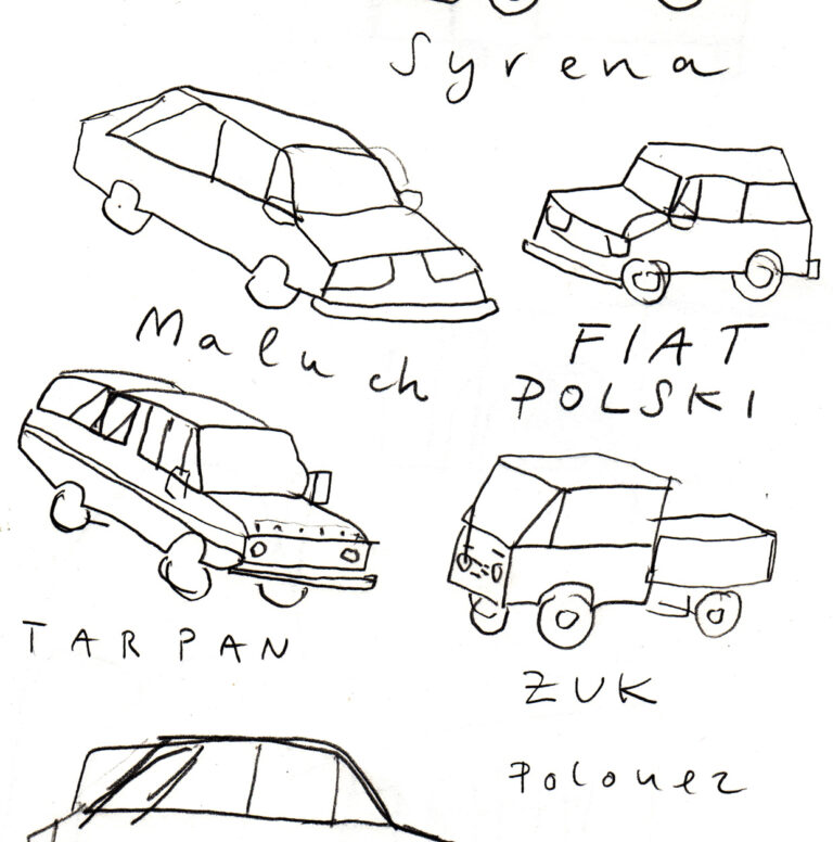 Zeichnung von polnischen PKW aus der Zeit des Sozialismus